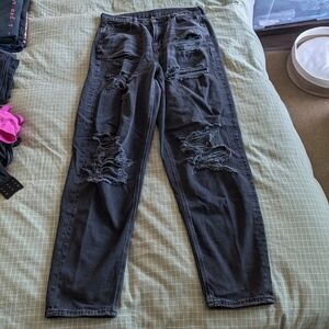 Straight leg distressed jeans